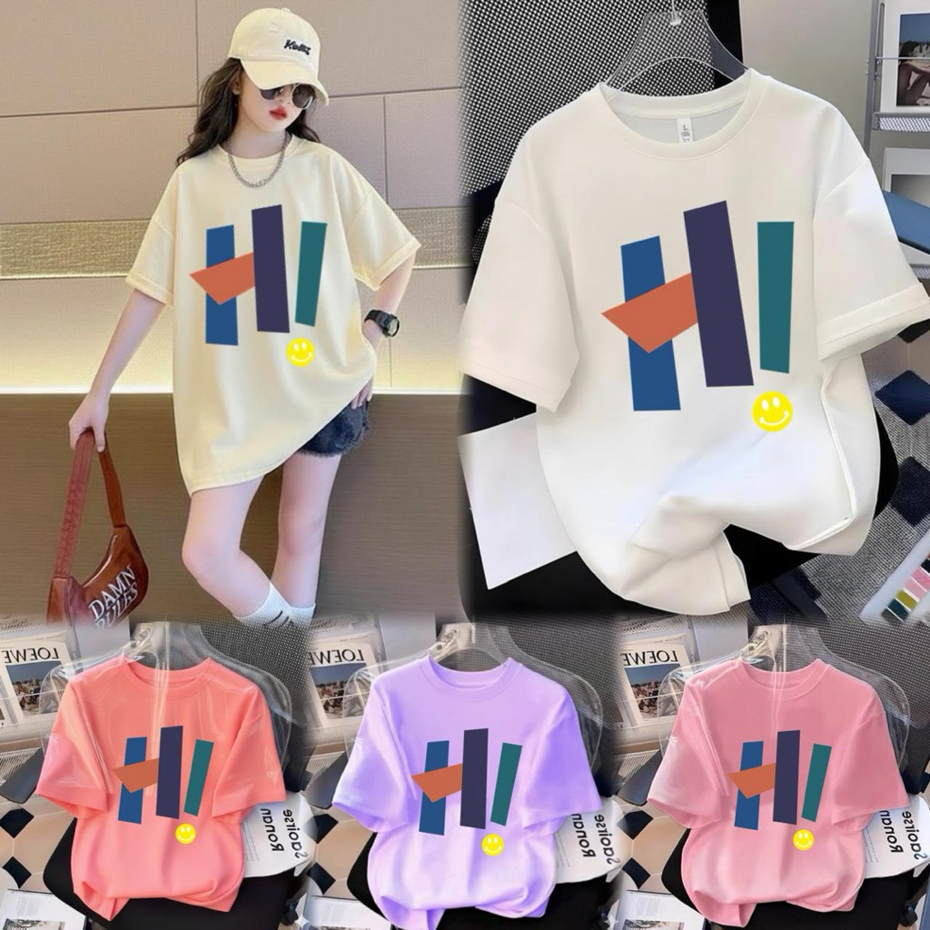 Hi Smile Distro เสื้อยืด Oversize สําหรับเด็กผู้หญิงอายุ 3-14 ปี ผ้าฝ้ายหวี 24 ปี