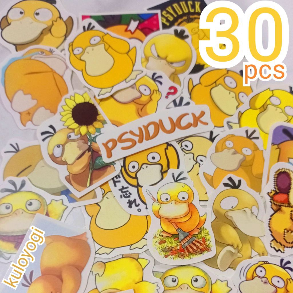 Pokemon Psyduck สติกเกอร์เป็ดสีเหลือง kawaii 30 pc สติกเกอร์สีเหลือง Pokemon Duck Psyduck ความงามสติ