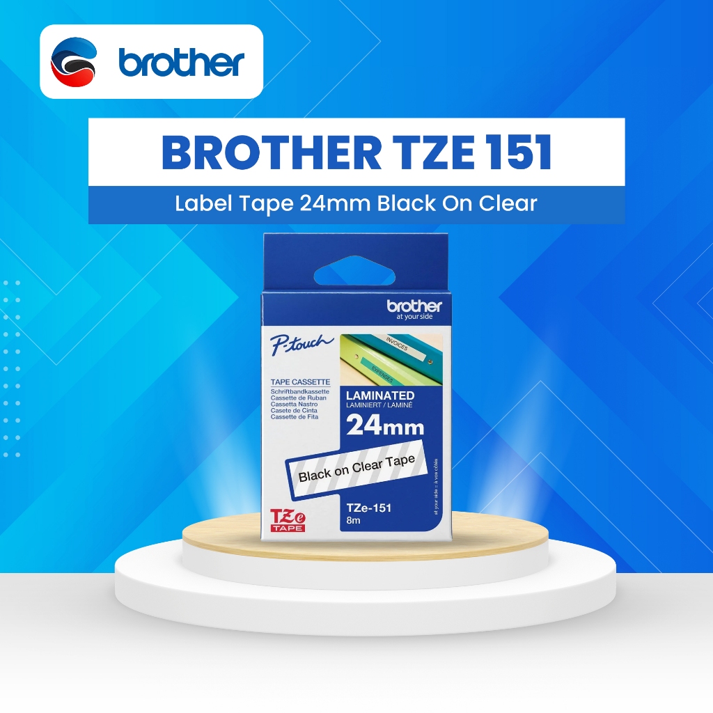 BROTHER Label Tape TZE 151 24mm สีดําบนใส