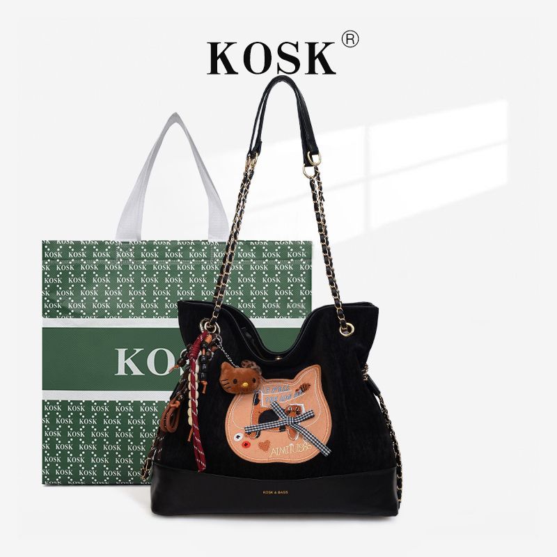 KOSK Womens Tote Bag with Drawstring Chain กระเป๋าสะพายรุ่นใหม่ล่าสุด 8267