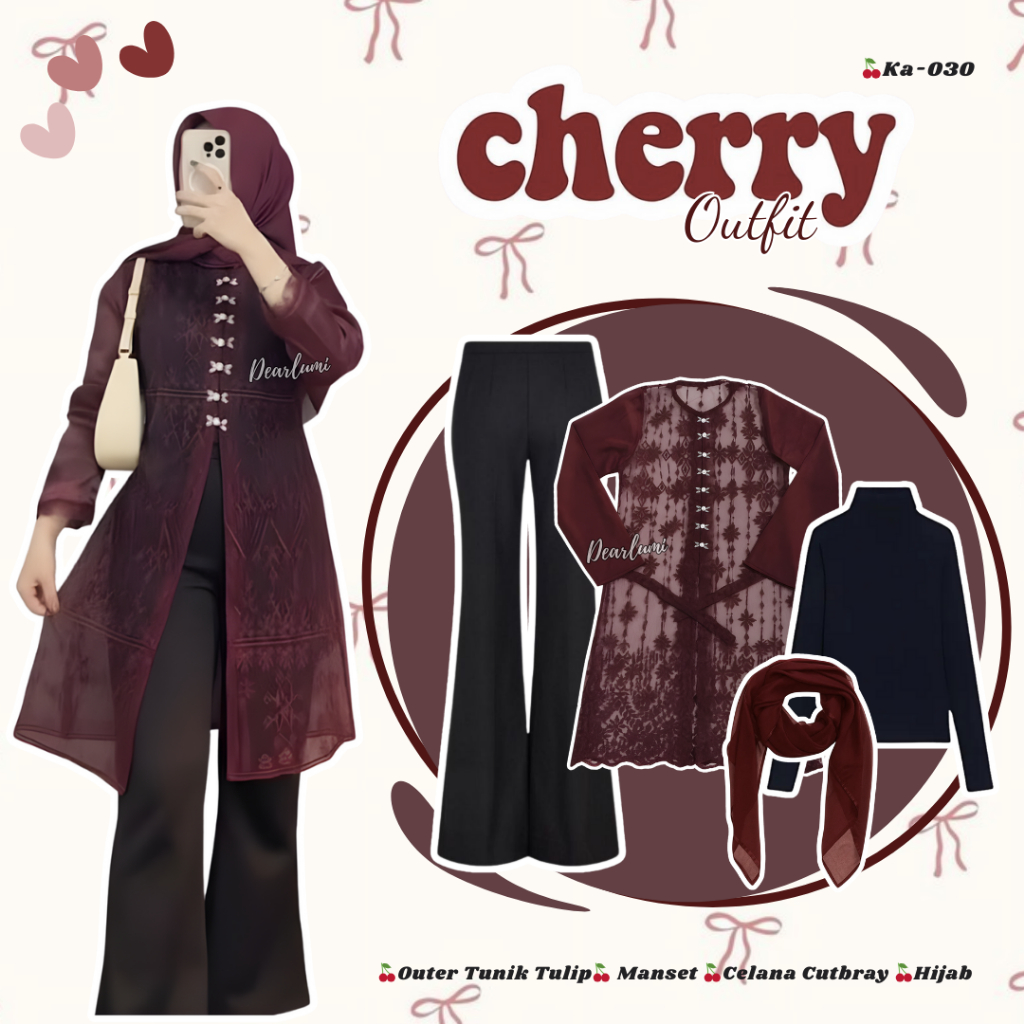 Dearlumi - Modern Eid สําหรับวัยรุ่น (Tulip Tunic Outer + กางเกง Cutbray + Bella Square Hijab) ชุด R