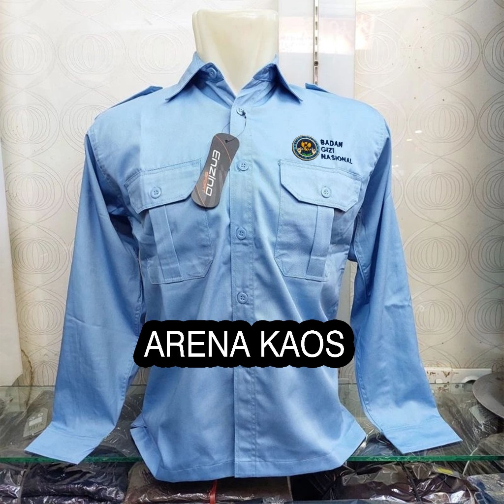 KEMEJA BGN เสื้อเชิ้ตแขนยาวสีฟ้าอ่อน BGN ชุดร่างกายโภชนาการแห่งชาติ BGN เสื้อร่างกายโภชนาการแห่งชาติ