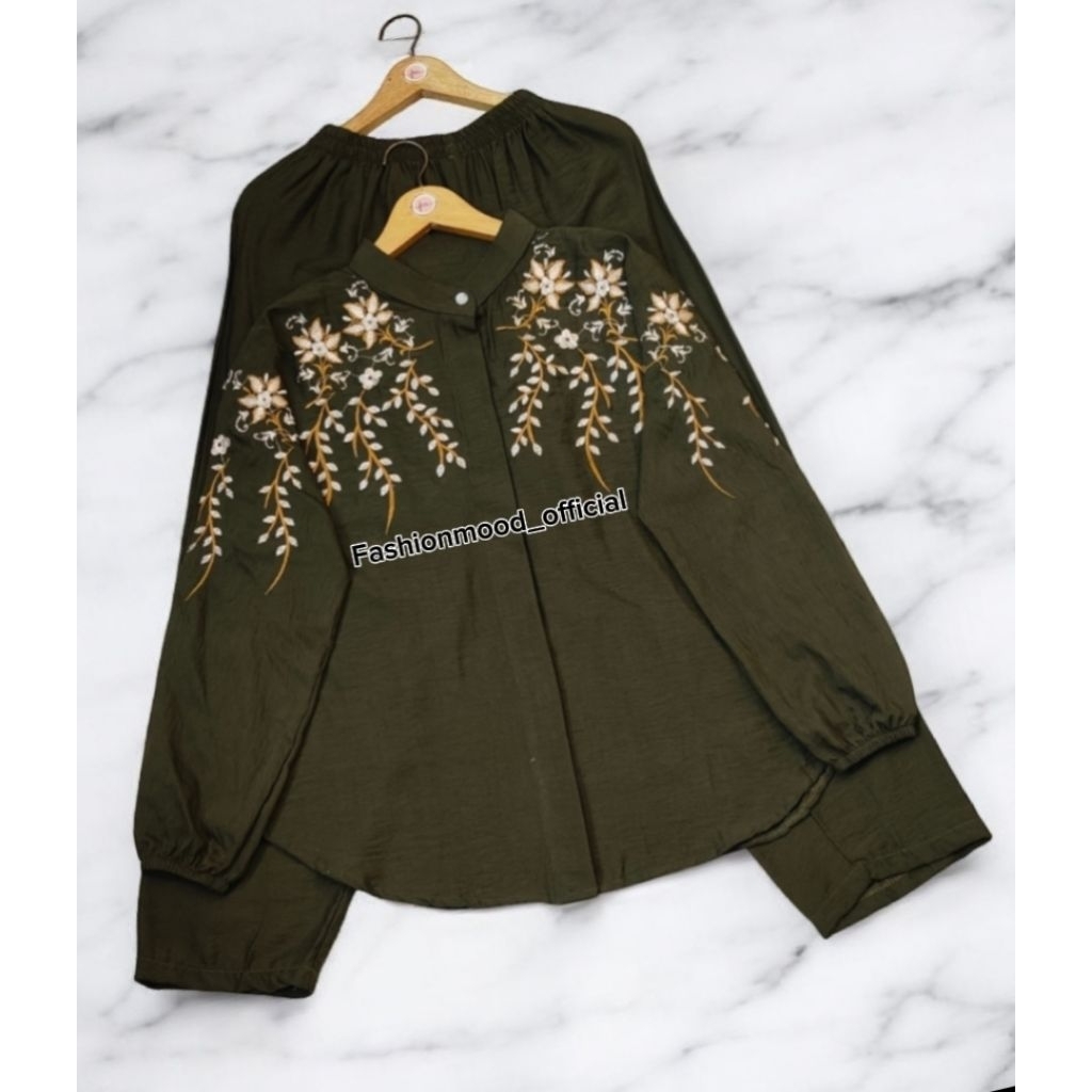 KIREI - ONE SET PREMIUM LINEN POLO // EMBROIDERED LINEN POLO SET // EMBROIDERED COMBINATION LINEN SE