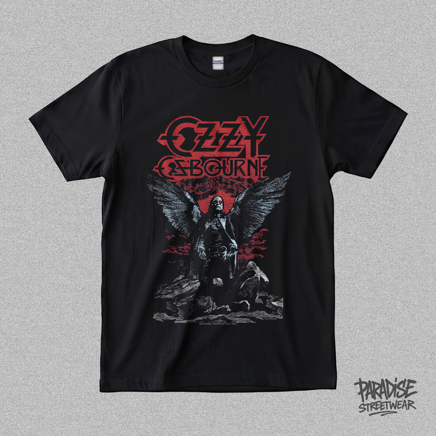 PARADISE - เสื้อยืดวง Black Sabbath Ozzy Osbourne Angel Wings - Supersoft Premium – Regular / Oversi