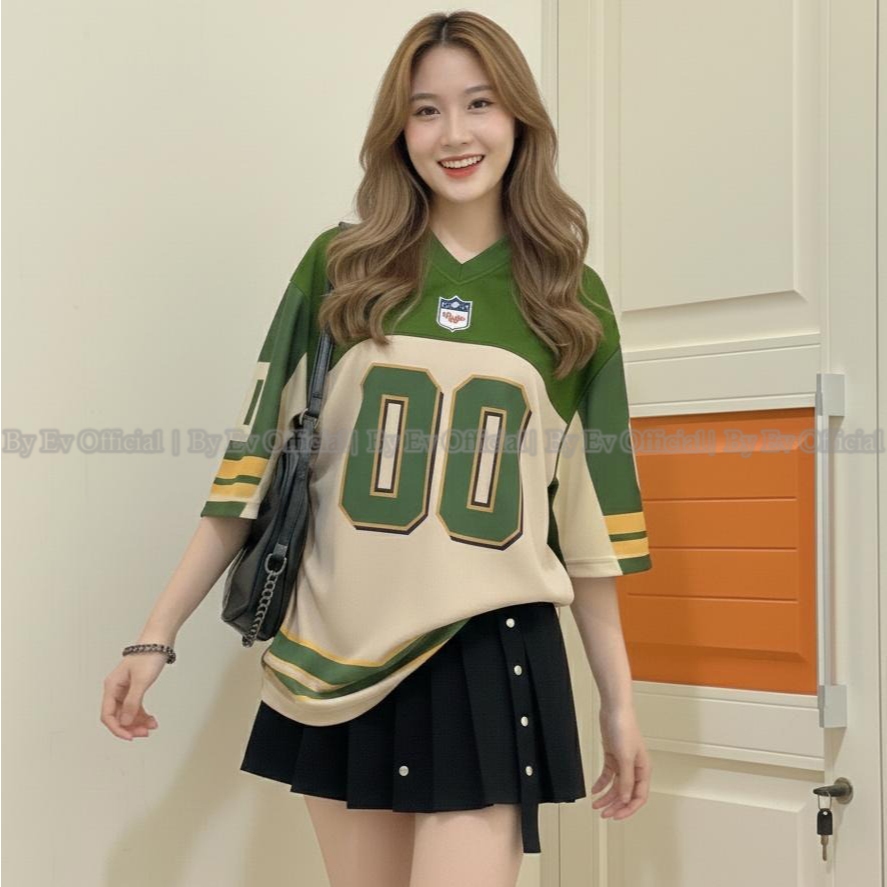 Green 00 Oversize Retro Boxy Shirt Jersey Top LD 104