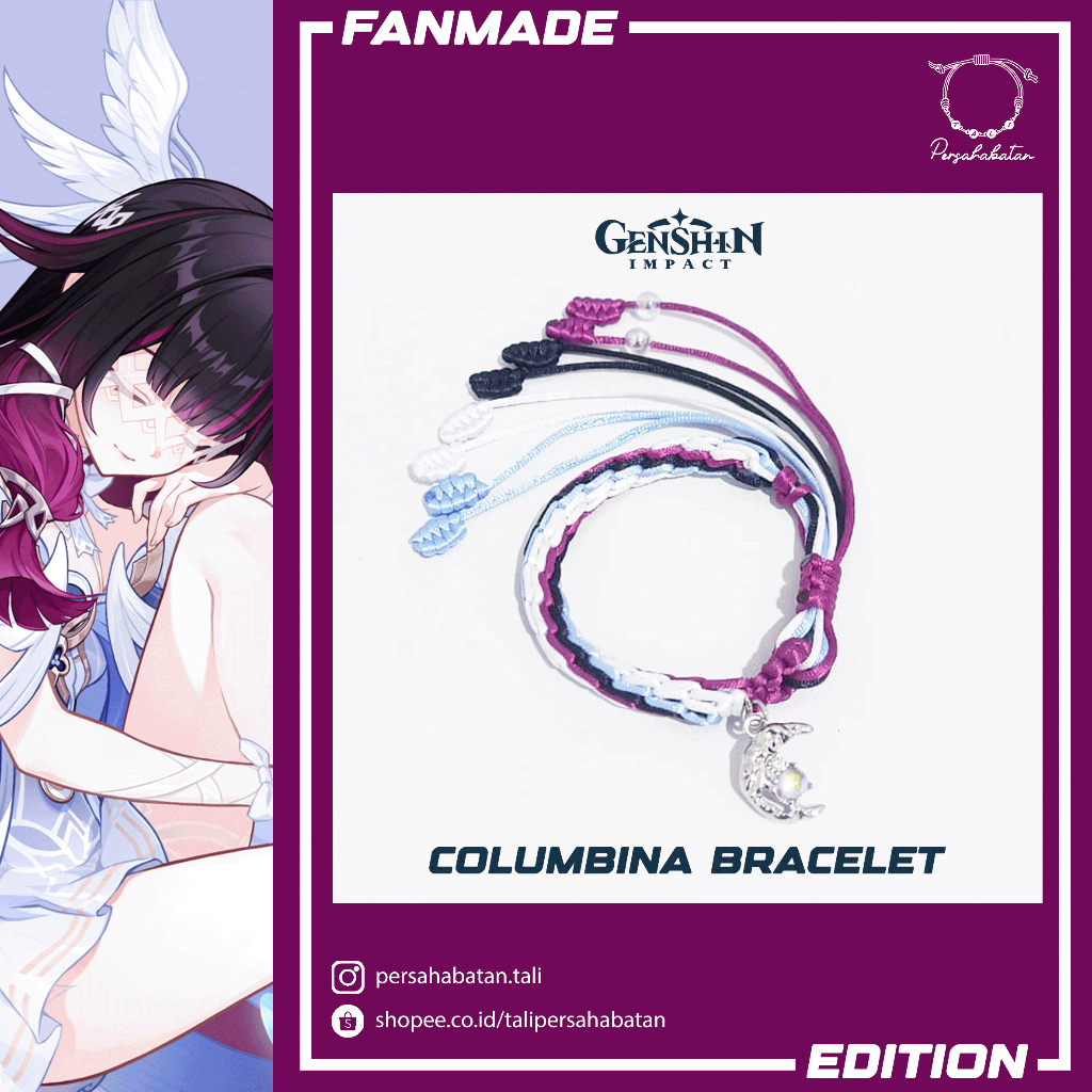 Genshin Columbuna Nod Krai Rope Bracelet Magenta Blue Moon
