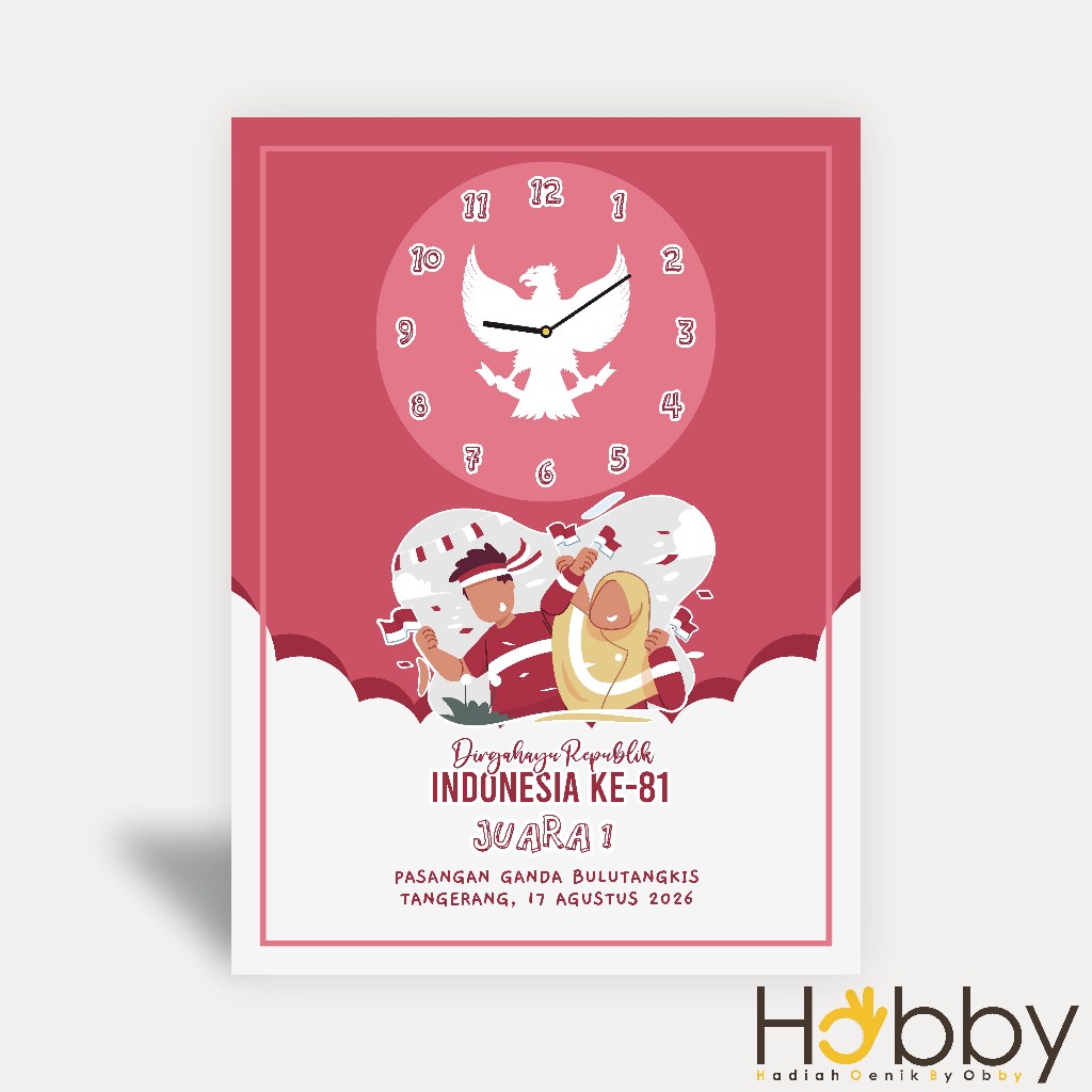 นาฬิกาแขวนแบบกําหนดเองสําหรับ AUGUST 17TH ส่วนประกอบ UNIQUE INDONESIAN INDEPENDENCE 17TH ANNIVERSARY