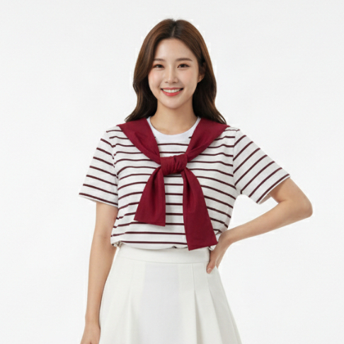 Striped Tee Sailor Strap Tshirt Sailor Striped Womens Korean Style Slimfit Cotton