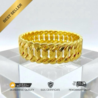Benika Accesories - Gelang Bangle Bangkok Dubai Motif Rantai Dubai Ukir Dove Pasir- Bahan Tembaga Alloy Logam Stainless Anti Karat Anti Alergi - Rekomendasi Gelang Warna 24 Kaitan Double dan Non double Diameter 6cm (BB diatas 65kg)