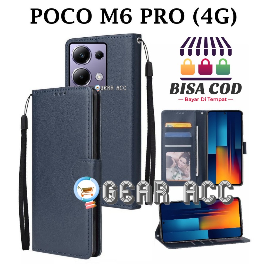 POCO M6 PRO 4G FLIP LEATHER CASE PREMIUM - FLIP WALLET CASE LEATHER สําหรับ POCO M6 PRO 4G - WALLET 