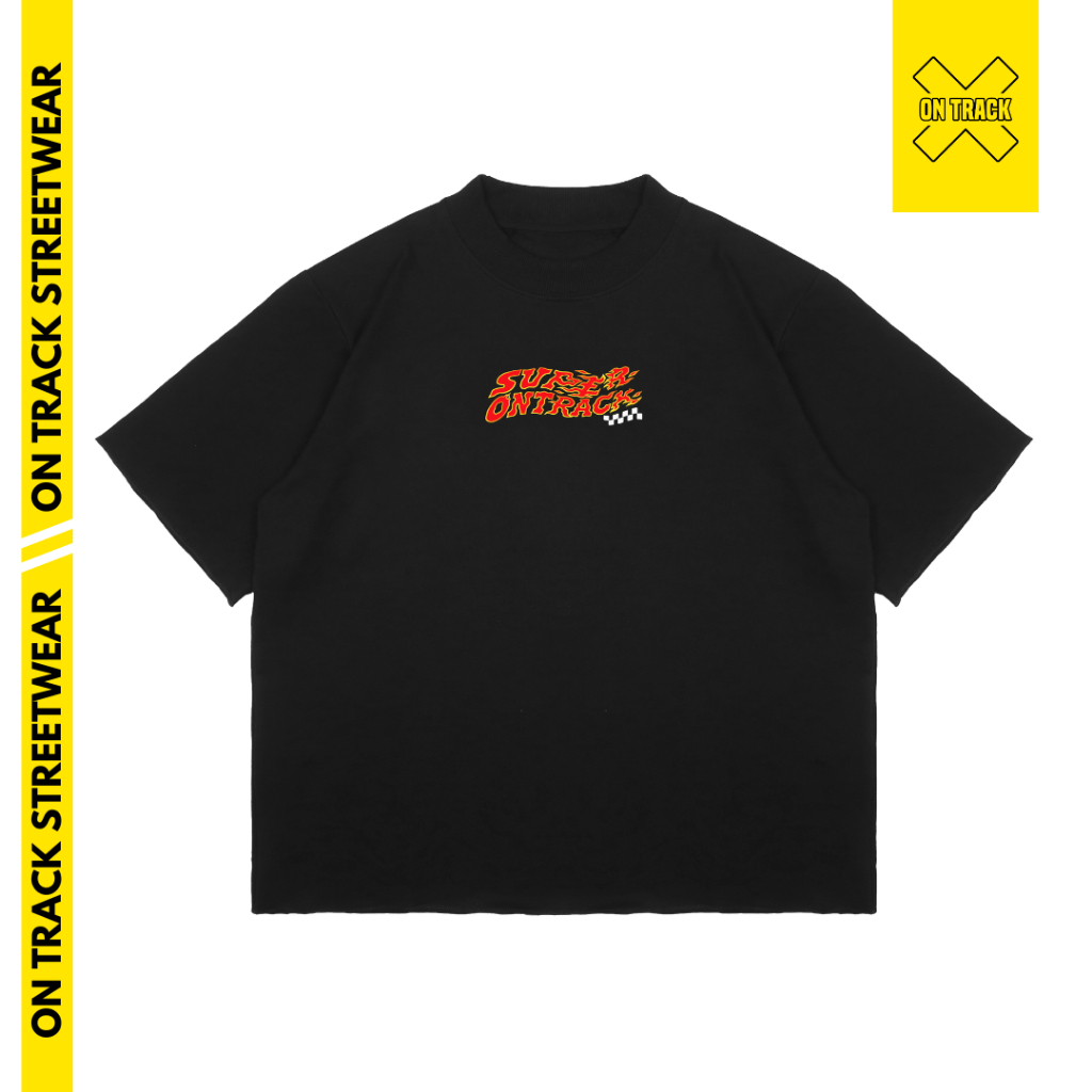 On Track - เสื้อยืดสีดําขนาดใหญ่ Super Ontrack ผ้าฝ้ายหวี 24 วินาที