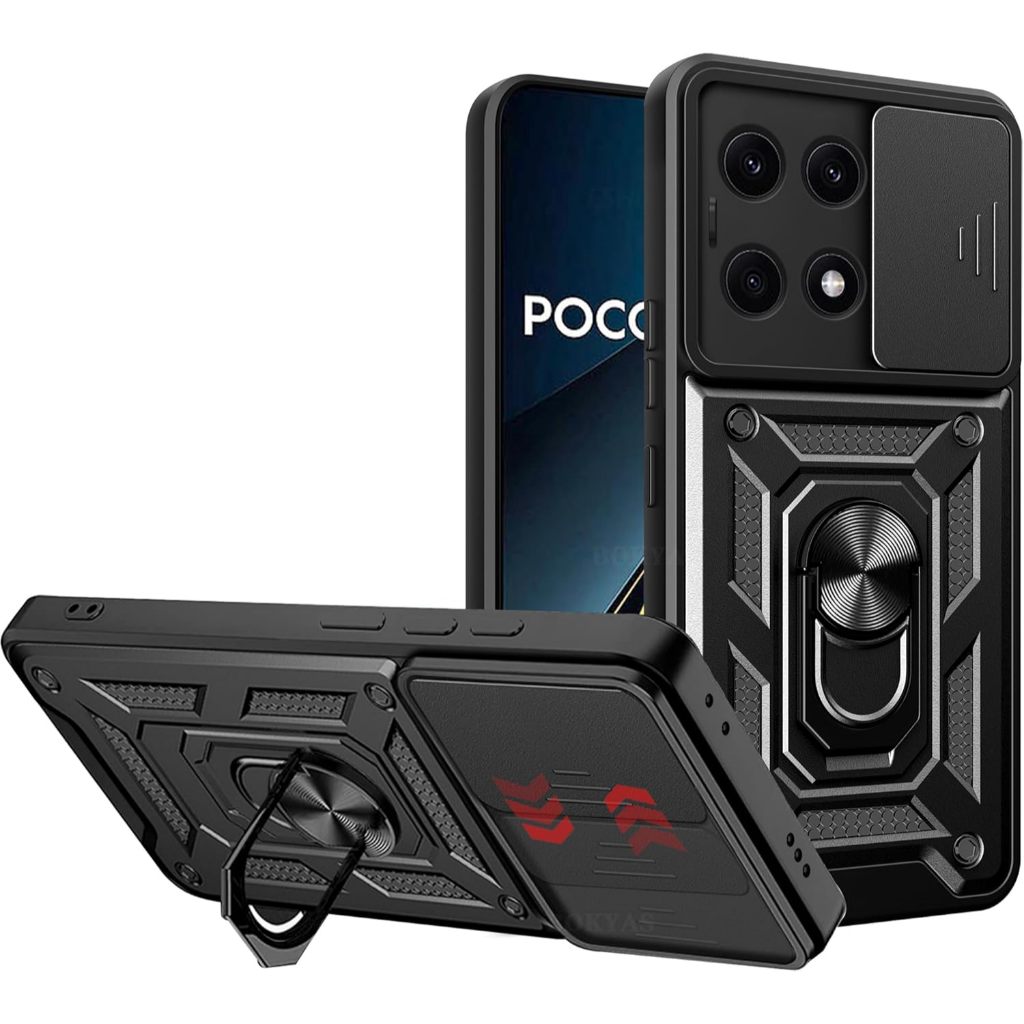 มาย$ 2in1! Hard Case Transformer Ring Armor POCO X7 PRO X6 M7 4G M7 PRO M6 M5 M5S M4 PRO M3 F7 X5 X3