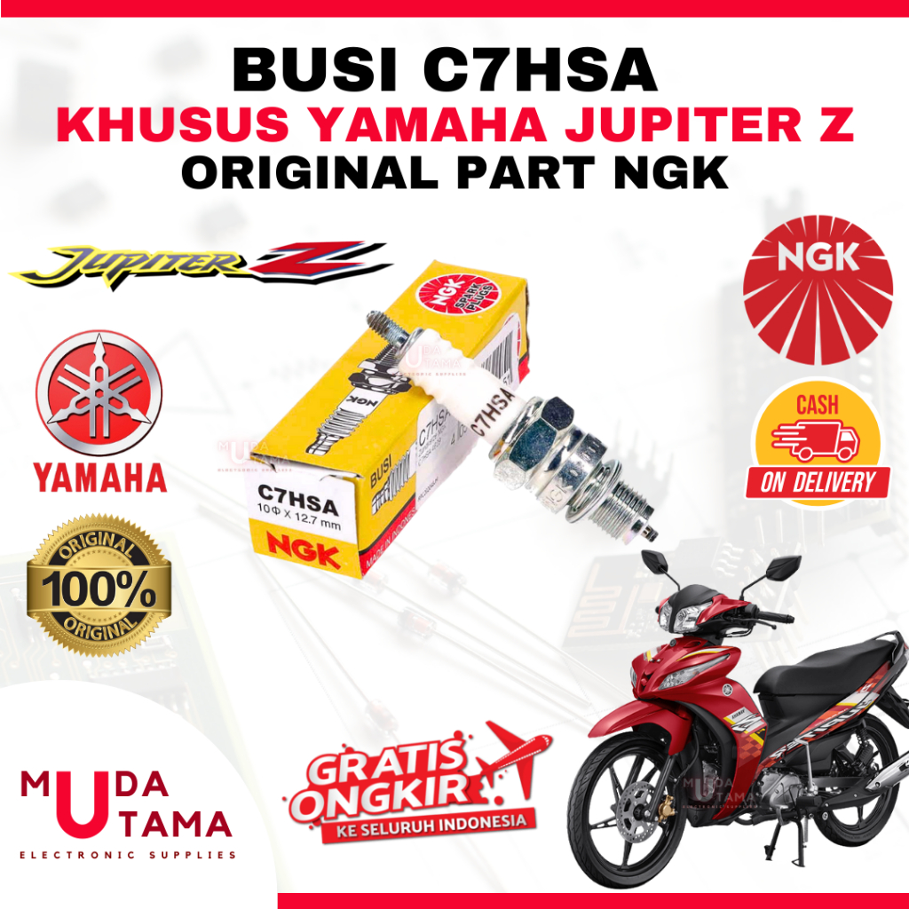 หัวเทียนมอเตอร์ไซค์ YAMAHA JUPITER Z - ORIGINAL NGK C7HSA (IRIDIUM) | หัวเทียน JUPITER Z ดั้งเดิม NG