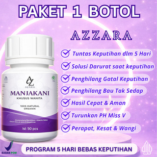 Paket 1 Botol Pil Manjakani Azzara | Penghilang Keputihan Gatal & Bau Tak Sedap pada area kewanitaan
