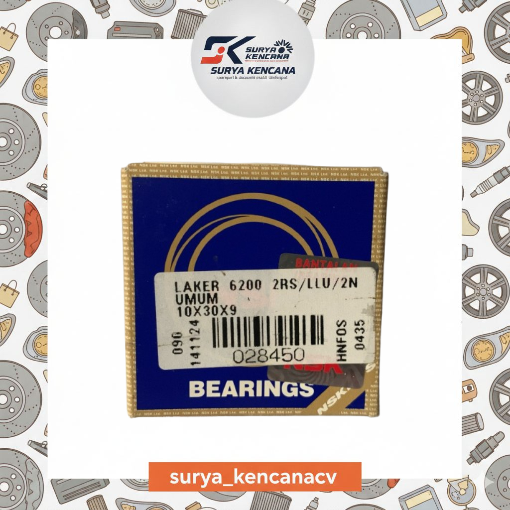 LAKER/LAHER/BEARING 6200 DD 2RS,LLU,2NSE GENERAL 10X30X9 ORIGINAL NSK JP 028450