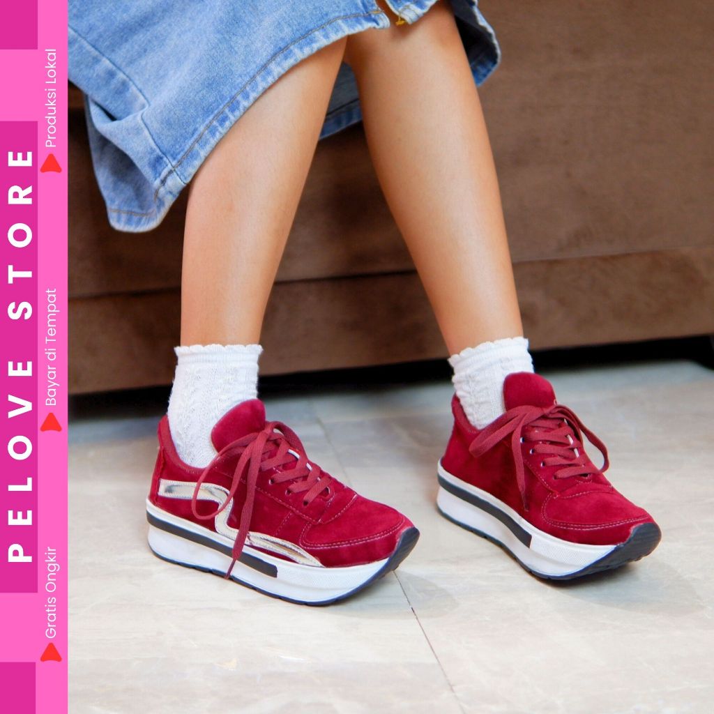 รองเท้า PELOVE - [REALPICT] รองเท้าผ้าใบกีฬาของผู้หญิงพร้อมรองเท้า SUEDE LIST รุ่น ZUMBA MK 18
