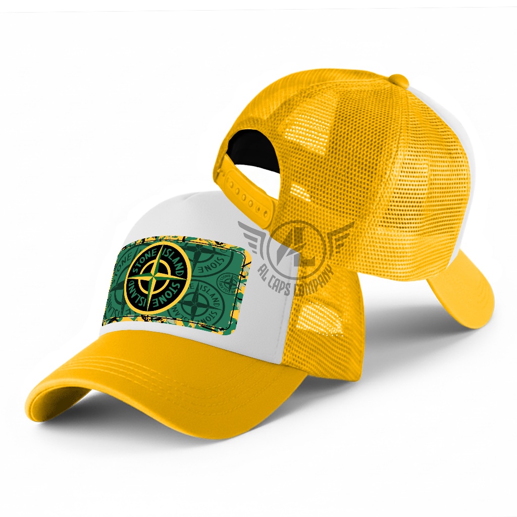 STONE ISLAND SCREEN-PRINTED NET HATS สําหรับผู้ชายและผู้หญิงผู้ใหญ่ | หิน ISLAND