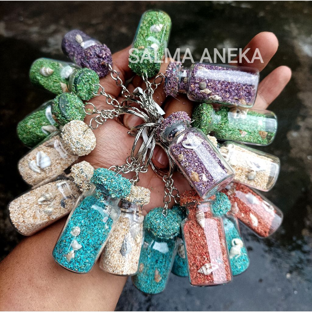 GANTUNGAN SHELL SAND KEYCHAIN IN A SHIP BOTTLE ในขวด