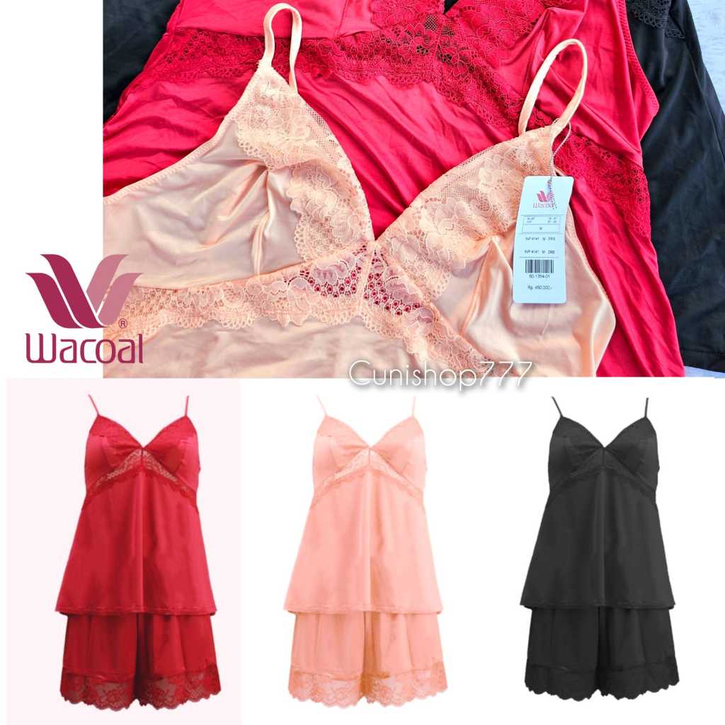 WACOAL SUPER SOFT NIGHTWEAR SET TOP + SHORTS ML LL XL IN 4141 WOMENS LACE LINGERIE INP4141