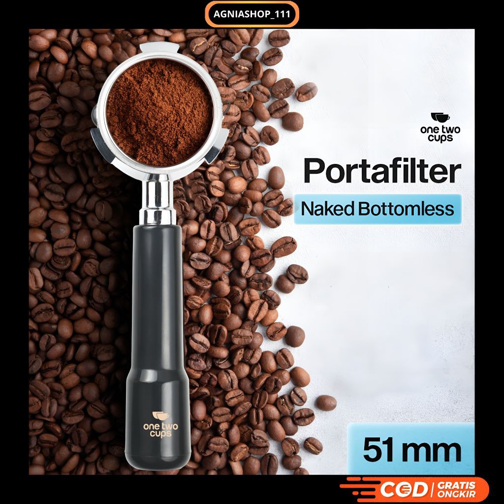 AGNIASHOP | Bottomless Naked Portafilter Stainless 51mm for DeLonghi - สีดํา