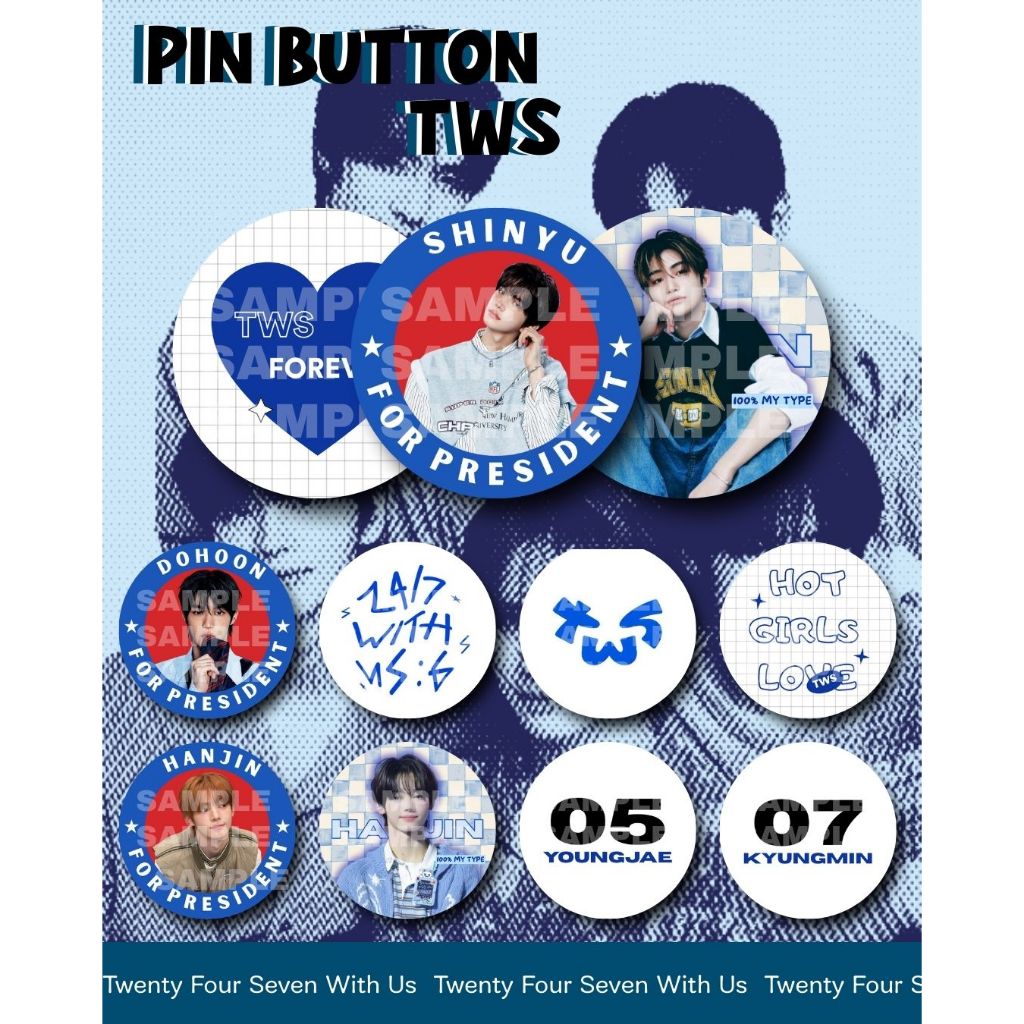 หมุดปุ่ม TWS / KPOP Shinyu Jihoon Dohoon Hanjin Kyungmin Badge Pin 4.4 ซม. เคลือบเงาและแมตต์