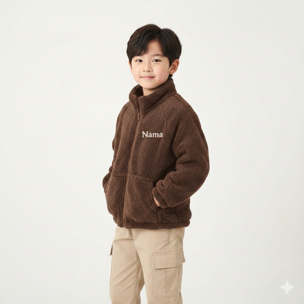 Jake Sherpa เด็กสามารถ COSTUME EMBROIDERED NAME เด็ก Sherpa Hoodie Sherpa วัสดุการออกแบบที่เรียบง่าย