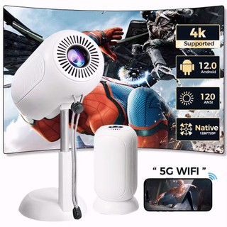 BASIKE Proyektor Android TV Portable Dual Band Wi-Fi Bluetooth 7600 Lumens Auto Focus 4K Support Home Cinema Cerdas Built-in Netflix YouTube untuk Kamar Kos Keluarga Presentasi & Gaming