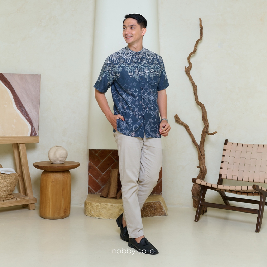 KEMEJA Nobby Binaya RSM เสื้อเชิ้ตผู้ชาย Koko คอปกพิมพ์ลายด๊อบบี้