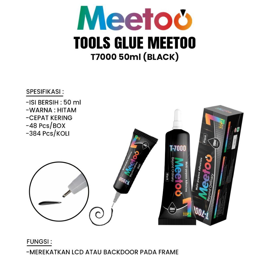 MEETOO T7000 LCD TOUCHSCREEN GLUE 50 ML สีดํา MEETOO BLACK GLUE