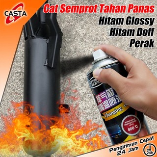 CASTA Cat Semprot Knalpot Mesin Mobil Motor Tahan Panas 800°C Hitam Doff Hi Temp Black Anti Karat Cocok Untuk Kompor & Mesin