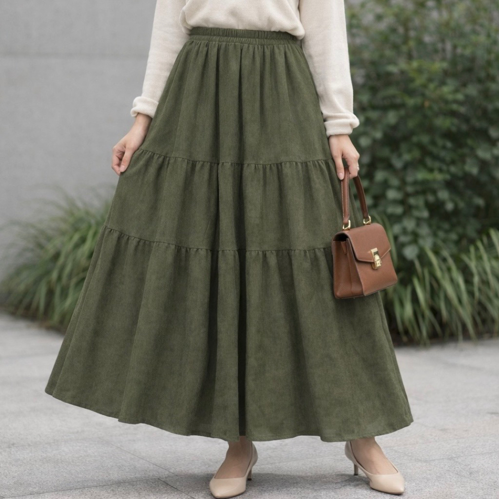 WAIDIA - ABIYA SKIRT PREMIUM CPRDUROY SKIRT CORDUROY LAYER SKIRT