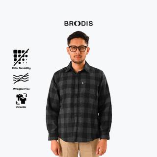 Broodis Kemeja Flannel Canbera Grey Lengan Panjang