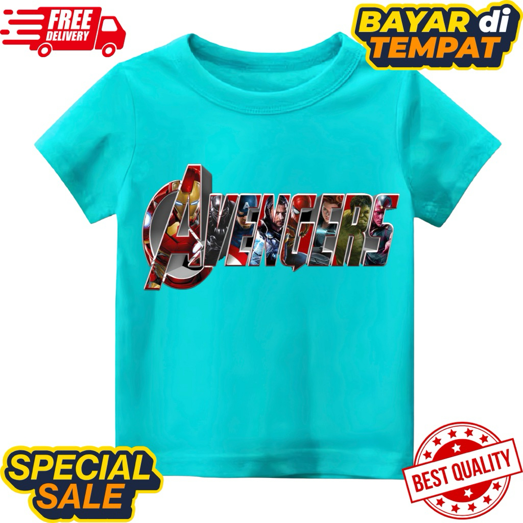 เสื้อยืดแขนสั้นเด็กผู้ชายพร้อมข้อความโลโก้ avenger motif