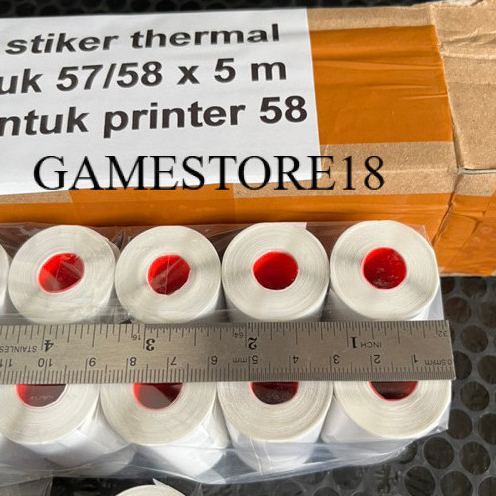 - 10 ROLL Continuous Roll Thermal Sticker Label 57x30/ 58 x 30 mm 5M peripage A6 เครื่องพิมพ์