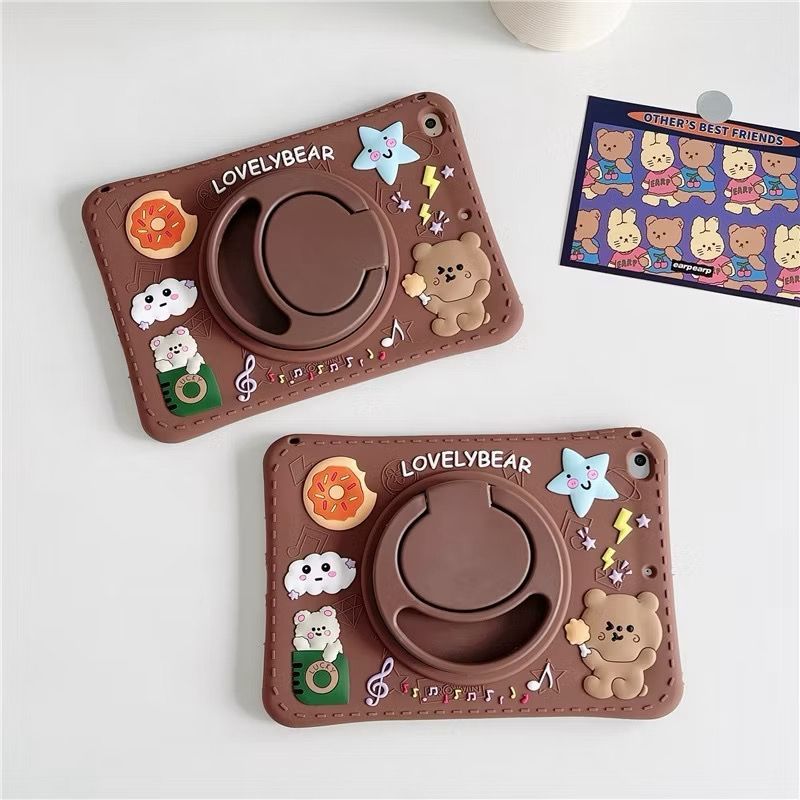 [ เคส Samsung Tab A11 8.7inc / Tab a11 plus / Tab a9 / Tab A9+ ] เคส 3D Bear Motif หมุนได้ 360 + เคส