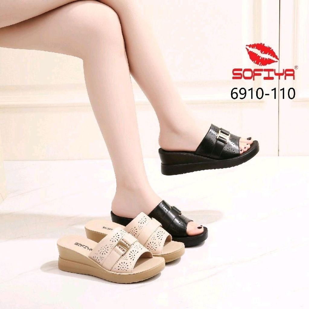 6910-110 ต้นฉบับนําเข้ารองเท้าแตะส้นเตารีดผู้หญิงอินเทรนด์โซเฟีย