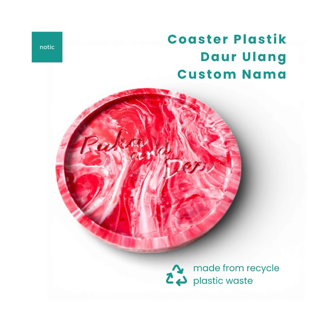 Notic Recycle Plastic Coaster ถังขยะพลาสติกชื่อที่กําหนดเอง Coaster แบบกําหนดเองรีไซเคิลชื่อแกะสลักข
