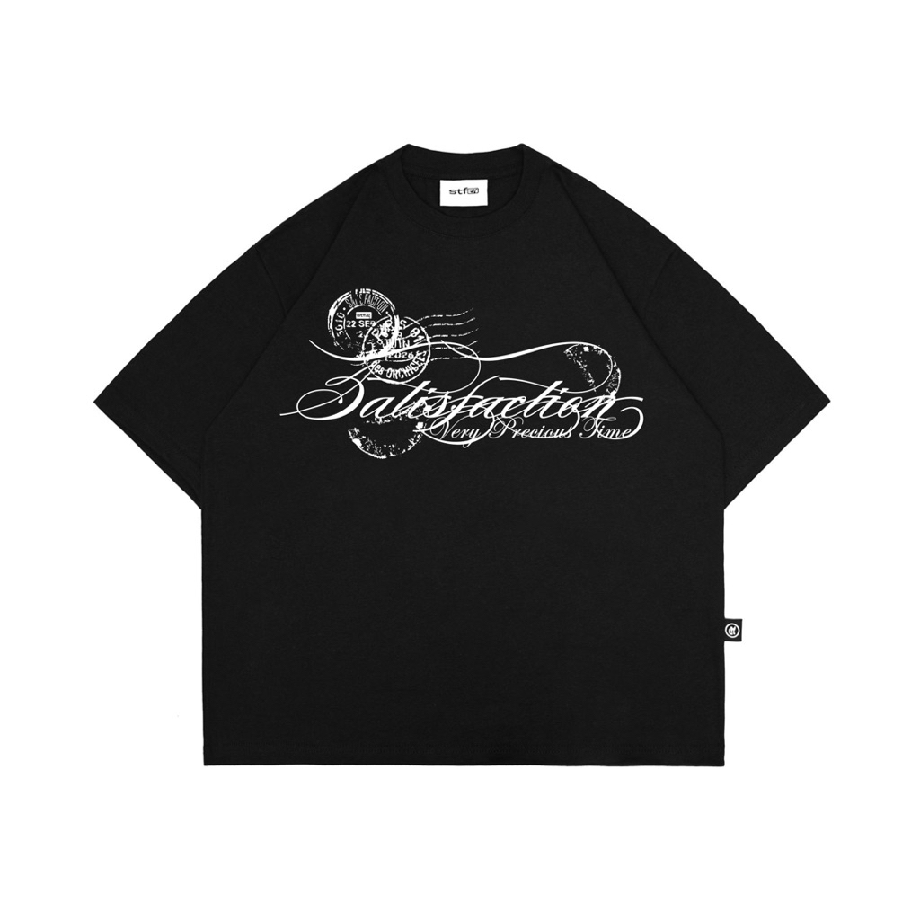 Satisfaction เสื้อยืด Heavyweight 16s Oversize S.5 สีดํา