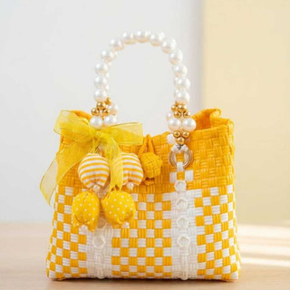 Tas Anyam Jali Handle Mutiara Size 23x10x17 cm Muat 1kg