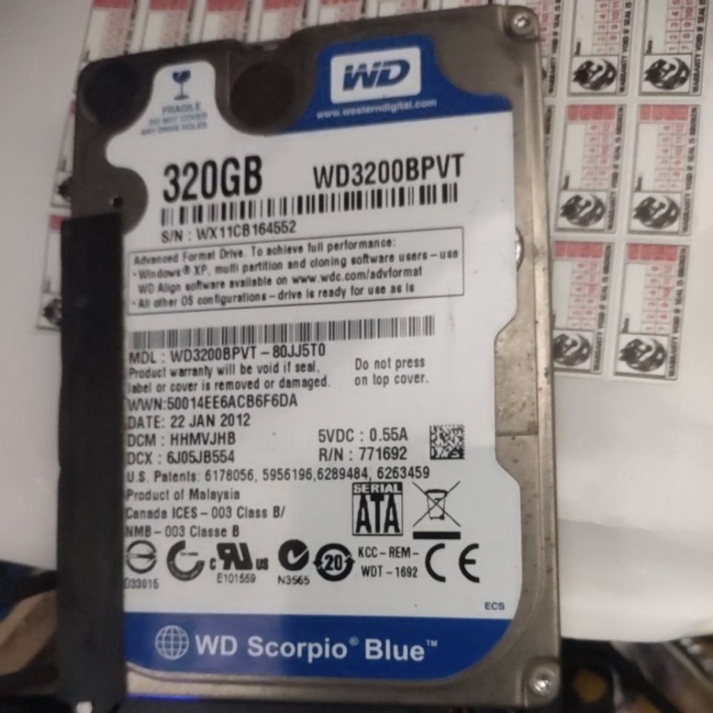 Hdd 2.5inc wd แล็ปท็อปสีน้ําเงิน 320gb ส่งแล้ว 100%