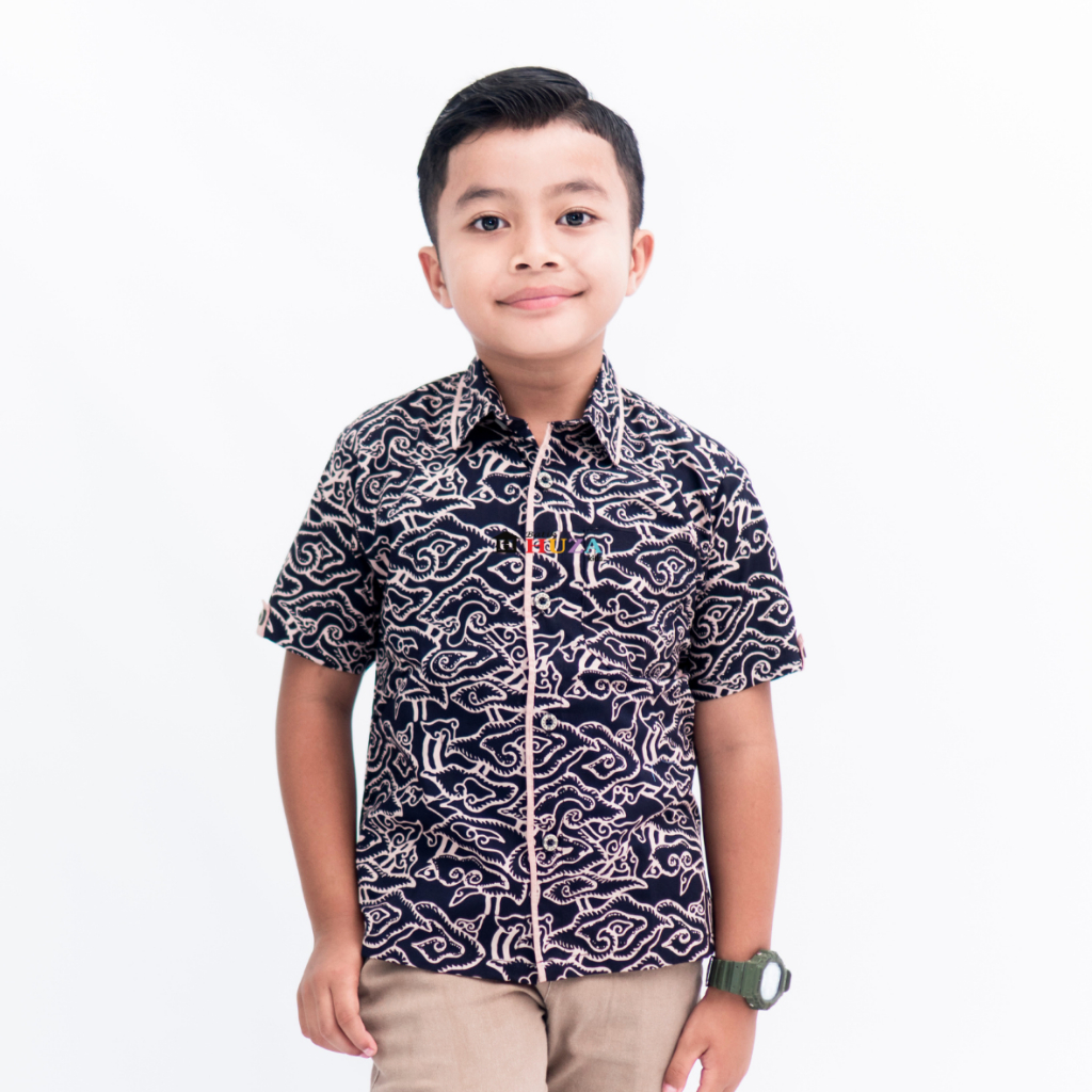 KAMEJA BATIK HUZA - เสื้อเชิ้ตแขนสั้นแขนสั้นของ CHILDRENS AXCEL HEM