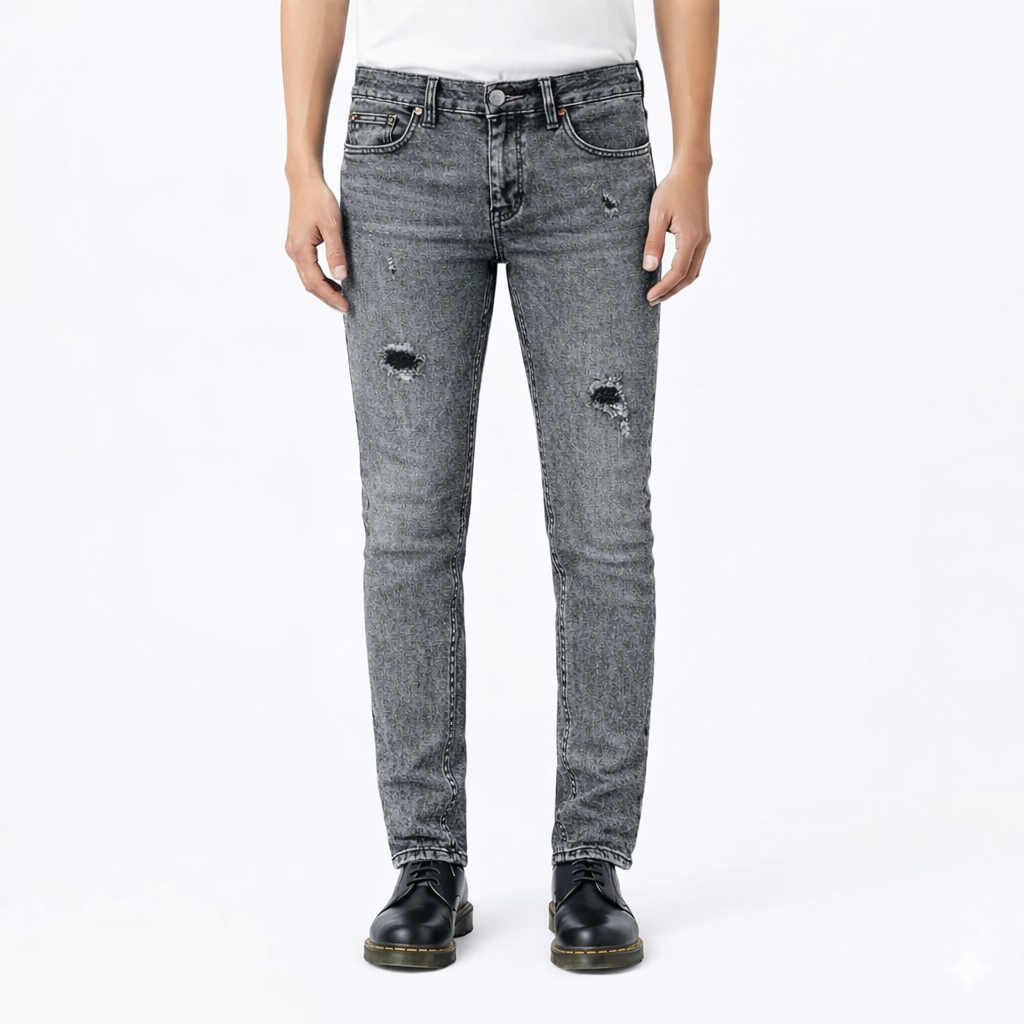 The Dons House BOGOTA RIPPED - กางเกงยีนส์เดนิมฟอกทรงเข้ารูปสําหรับผู้ชายและผู้หญิง Streetwear