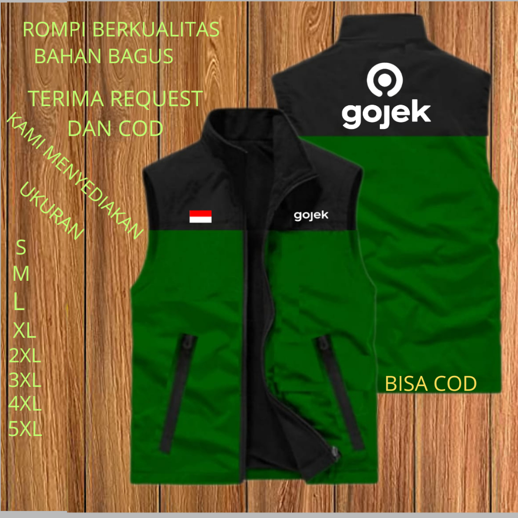 เสื้อกั๊ก Gojek เสื้อกั๊กมอเตอร์ไซค์ชายและหญิง เสื้อกั๊ก ojol เสื้อกั๊กคนขับ ojol เสื้อกั๊ก taslan เ