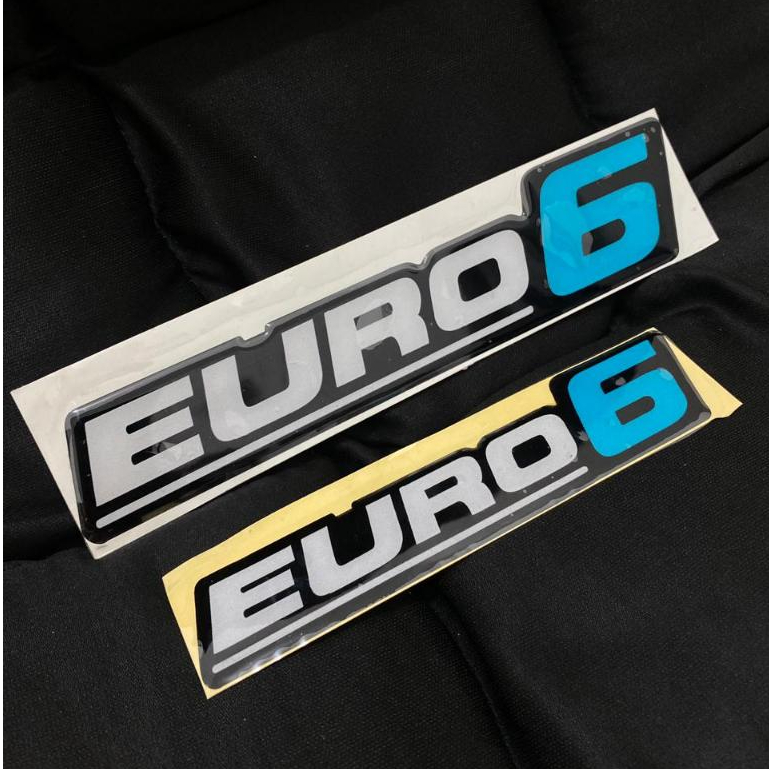 EURO สติ๊กเกอร์ตัดโลโก้ลายนูน 6 ชิ้น ขนาด 20 x 4.5 & 15 x 3.5 ซม. สติ๊กเกอร์นูนสัญลักษณ์แบบยืดหยุ่น