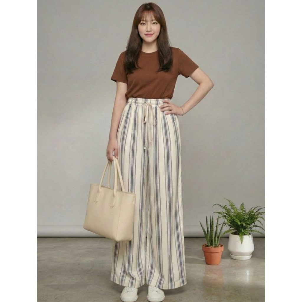 NN90-EVERYDAY PANTS-ผู้หญิงลายยาว CULOTTS-DAYLY WORK CULOTTS-STRIPE STRIPE STRIPE STRIPE STRIPE