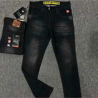 Celana Jeans Panjang Pria Denim - Slim Fit Cowok Hitam Black Wash Jezz Original Premium