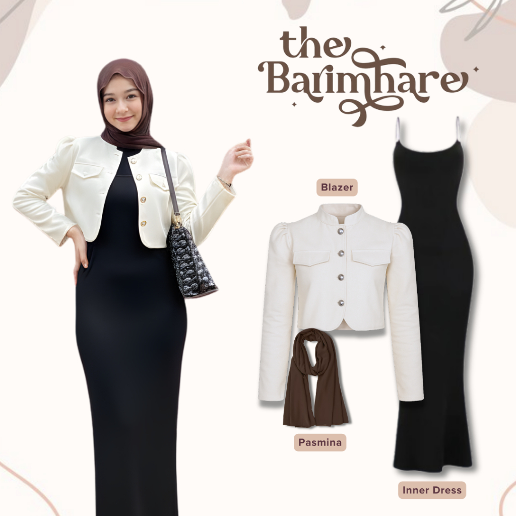 AL46 Eid เสื้อผ้า 2026 ชุด 3in1 Blazer + ชุดด้านใน + Pashmina Oneset ชุด Raya Kekian แฟชั่นฮิญาบชุด