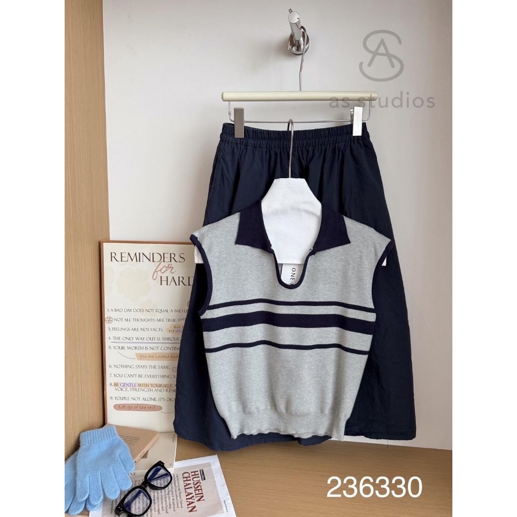 [LC] ONE-K 236330 CASUAL STRIPED KNIT TOP