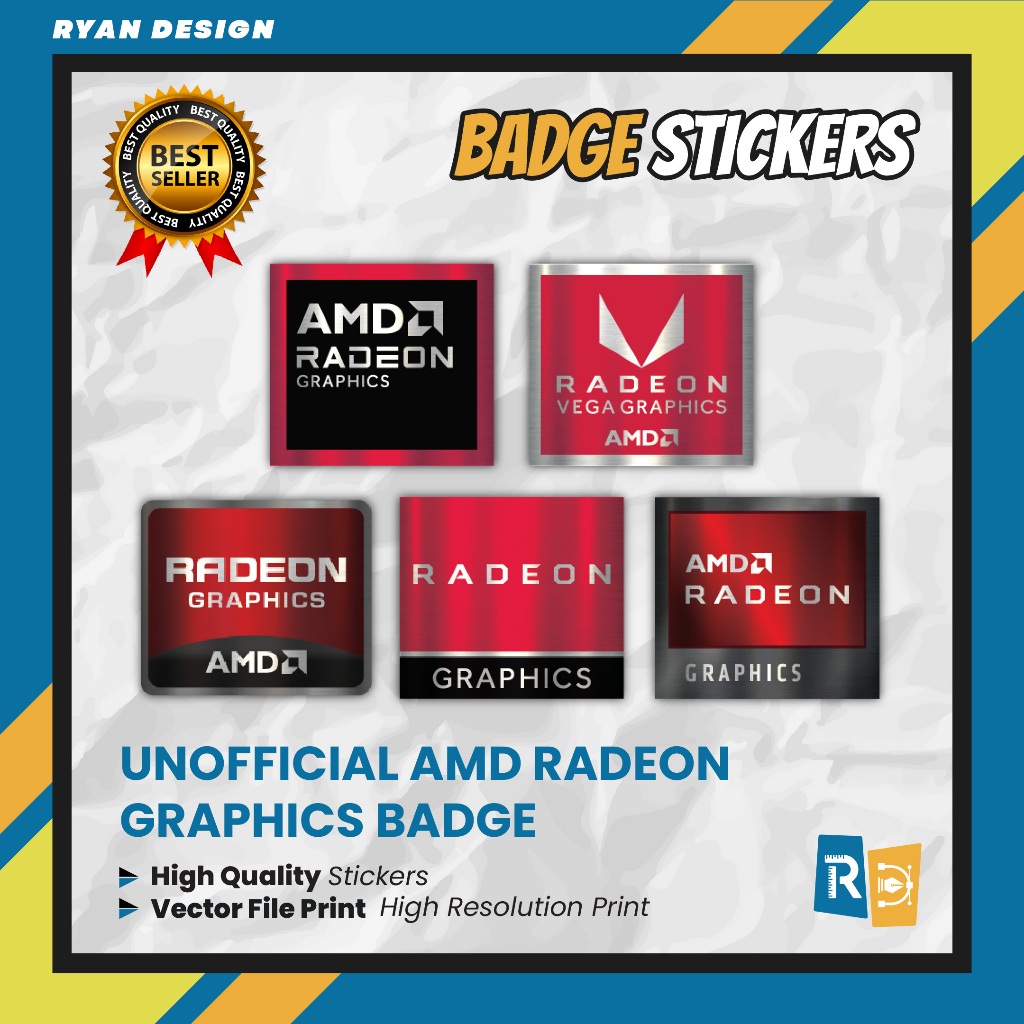 สติ๊กเกอร์โลโก้กราฟิก AMD Radeon 2016 2025 สติ๊กเกอร์กราฟิกการ์ดป้าย