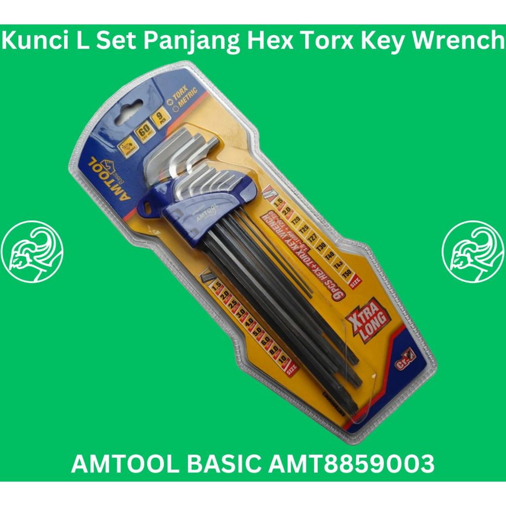 เครื่องมือพื้นฐาน AMT8859003 ประแจกุญแจ Hex Ball 9 ชิ้น 1.5 มม.-10 มม. Xtra Long American Tool